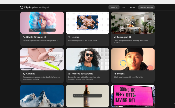 ClipDrop官網-Stability AI 旗下AI設計編輯工具平臺
