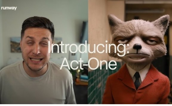 Act-One：Runway推出的生成式角色表演工具，能將視頻和語音輸入轉換為動畫